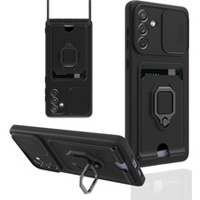 Selfbuysell Samsung Galaxy A04S Kılıf Zuma Kartvizitli Yüzüklü Silikon - Siyah