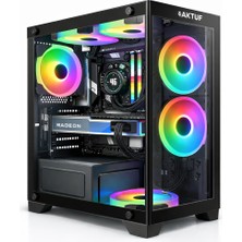 Aktuf Ronin Siyah 3 Rgb Fanlı Temperli Cam Panel Boş M-Atx Gaming Oyuncu Bilgisayar Kasası