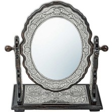 Donna Silver 925 Ayar Gümüş Çiçek Desenli Oval Çift Taraflı Ayna