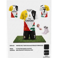 Yenteks Cristiano Ronaldo  Tüm Takımlar Ortak Tasarım (Fix)  Çocuk Forması Takımı 4 Parça Çorap Bileklik Hediye
