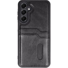 Selfbuysell Samsung Galaxy A56 Kılıf Sara Kartvizitli Deri Kılıf - Siyah