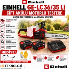 Einhell  2X4AMPER Akülü 36/35 Li 36V Kömürsüz Ağaç  Kesme Makinesi + Iş Gözlüğü ve Iş Eldiveni Hediye