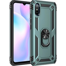 Selfbuysell Xiaomi Redmi 9A Kılıf Sofya Yüzüklü Silikon Kapak - Yeşil