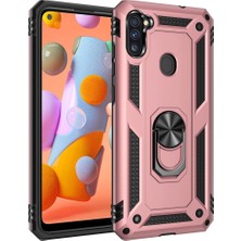Selfbuysell Samsung Galaxy A11 Kılıf Sofya Yüzüklü Silikon Kapak - Rose