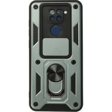 Selfbuysell Xiaomi Redmi Note 9 Kılıf Pars Lens Yüzüklü Silikon - Yeşil