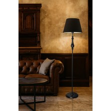Lampada Roma Black Metal Lambader Siyah Konik