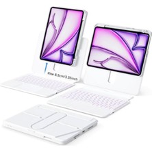 Fuchsia iPad Air 11" M2-M3 (2024-25) 360 Dönen Standlı Işıklı Risser Türkçe Q Klavyeli Tablet Kılıfı