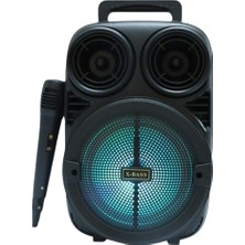 isiltikidsmoda Bluetooth Taşınabilir Karaoke Hoparlör 6.5 Inç Mikrofonlu Rgb Işıklı USB Tf Kart Destekli - Lisinya