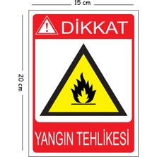 Mayeka Metal Dikkat Yangın Tehlikesi 15X20 cm Uyarı Iş Güvenliği Levhası