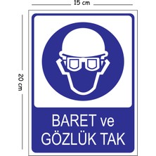 Mayeka Metal Baret ve Gözlük Tak 15X20 cm Uyarı Iş Güvenliği Levhası