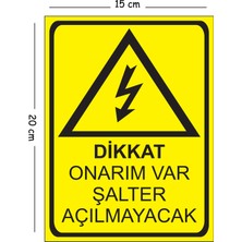 Mayeka Metal Dikkat Onarım Var Şalter Açılmayacak 15X20 cm Uyarı Iş Güvenliği Levhası