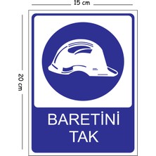 Mayeka Metal Baretini Tak 15X20 cm Uyarı Iş Güvenliği Levhası