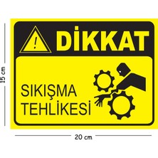 Mayeka Metal Dikkat Sıkışma Tehlikesi 2 15X20 cm Uyarı Iş Güvenliği Levhası