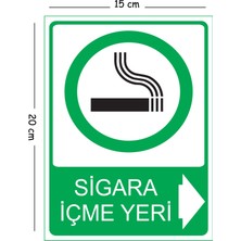 Mayeka Metal Sigara Içme Yeri Sağ 15X20 cm Uyarı Iş Güvenliği Levhası