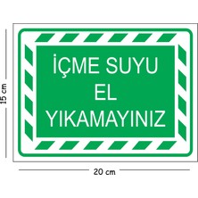 Mayeka Metal Içme Suyu El Yıkamayınız 15X20 cm Uyarı Iş Güvenliği Levhası