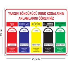 Mayeka Metal Yangın Söndürücü Renk Kodlarının Anlamlarını Öğreniniz 15X20 cm Uyarı Iş Güvenliği Levhası
