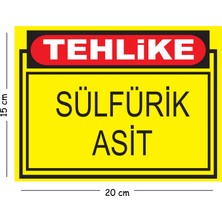 Mayeka Metal Tehlike Sülfürik Asit 15X20 cm Uyarı Iş Güvenliği Levhası