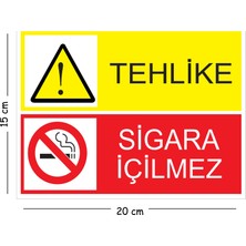 Mayeka Metal Tehlike Sigara Içilmez 15X20 cm Uyarı Iş Güvenliği Levhası
