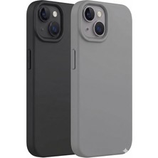 Unique Me iPhone 13/14/15 Uyumlu Silikon Kılıf Seti Siyah-Gri
