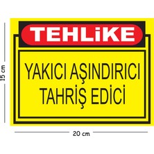 Mayeka Metal Tehlike Yakıcı Aşındırıcı Tahriş Edici 15X20 cm Uyarı Iş Güvenliği Levhası