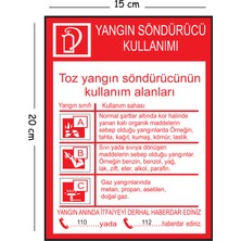 Mayeka Metal Toz Yangın Söndürücü Kullanımı 15X20 cm Uyarı Iş Güvenliği Levhası