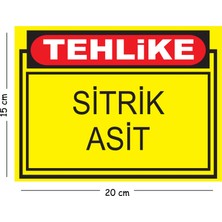 Mayeka Metal Tehlike Sitrik Asit 15X20 cm Uyarı Iş Güvenliği Levhası