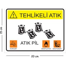 Mayeka Metal Tehlikeli Atık Atık Pil 15X20 cm Uyarı Iş Güvenliği Levhası