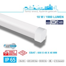 Teletek 3-Step Fonksiyon + Acil Durum Kitli 18W Etanj Armatür IP65 - Otopark, Depo ve Garaj Tipi - Su Geçirmez Tavan Lambası