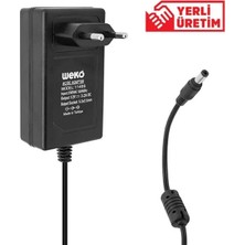 Nacario Weko 12 Volt 3.2 Amper 38 Watt Plastik Kasa Priz Tipi Adaptör (5.5x2.5 Uçlu)