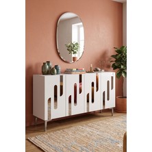 Yumedi Design KA1229BS - Gökmen Konsol, Tv Sehpası, Çok Amaçlı Dolap ve Kahve Köşesi 120CM Beyaz-Silver