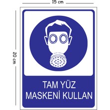 Mayeka Metal Tam Yüz Maskeni Kullan 15X20 cm Uyarı Iş Güvenliği Levhası