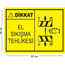 Mayeka Metal Dikkat El Sıkışma Tehlikesi 2 15X20 cm Uyarı Iş Güvenliği Levhası