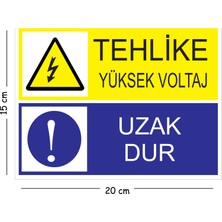 Mayeka Metal Tehlike Yüksek Voltaj Uzak Dur 15X20 cm Uyarı Iş Güvenliği Levhası