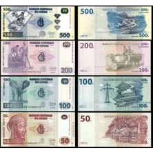 3Alp Koleksiyon Kongo 50-100-200-500 Franc 2022, 4 lü Set, Kağıt Para Çil (Unc) Koleksiyon Para
