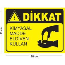 Mayeka Metal Dikkat Kimyasal Madde Eldiven Kullan 15X20 cm Uyarı Iş Güvenliği Levhası