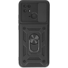 Selfbuysell Xiaomi Redmi 10C Kılıf Pars Lens Yüzüklü Silikon - Siyah