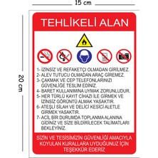 Mayeka Metal Tehlikeli Alan 15X20 cm Uyarı Iş Güvenliği Levhası