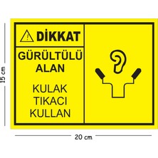 Mayeka Metal Dikkat Gürültülü Alan Kulaklık Kullan 2 15X20 cm Uyarı Iş Güvenliği Levhası