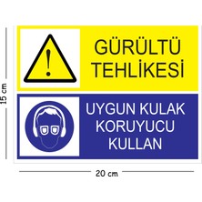 Mayeka Metal Gürültü Tehlikesi Uygun Kulak Koruyucu Kullan 15X20 cm Uyarı Iş Güvenliği Levhası