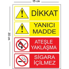 Mayeka Metal Dikkat Yanıcı Madde Ateşle Yaklaşma Sigara Içilmez 2 15X20 cm Uyarı Iş Güvenliği Levhası