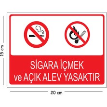 Mayeka Metal Sigara Içmek ve Açık Alev Yasaktır 15X20 cm Uyarı Iş Güvenliği Levhası