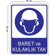 Mayeka Metal Baret ve Kulaklık Tak 15X20 cm Uyarı Iş Güvenliği Levhası