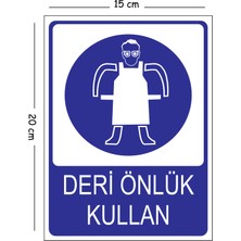 Mayeka Metal Deri Önlük Kullan 15X20 cm Uyarı Iş Güvenliği Levhası