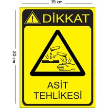 Mayeka Metal Dikkat Asit Tehlikesi 15X20 cm Uyarı Iş Güvenliği Levhası