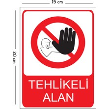 Mayeka Metal Tehlikeli Alan 2 15X20 cm Uyarı Iş Güvenliği Levhası