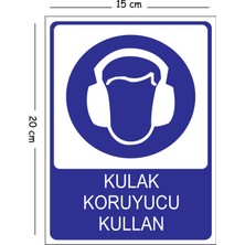 Mayeka Metal Kulak Koruyucu Kullan 15X20 cm Uyarı Iş Güvenliği Levhası