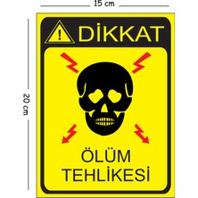 Mayeka Metal Dikkat Ölüm Tehlikesi 4 15X20 cm Uyarı Iş Güvenliği Levhası