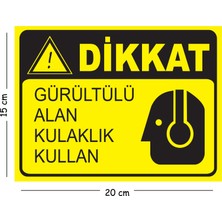 Mayeka Metal Dikkat Gürültülü Alan Kulaklık Kullan 15X20 cm Uyarı Iş Güvenliği Levhası