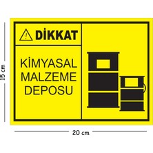 Mayeka Metal Dikkat Kimyasal Malzeme Deposu 15X20 cm Uyarı Iş Güvenliği Levhası