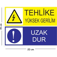 Mayeka Metal Tehlike Yüksek Gerilim Uzak Dur 15X20 cm Uyarı Iş Güvenliği Levhası